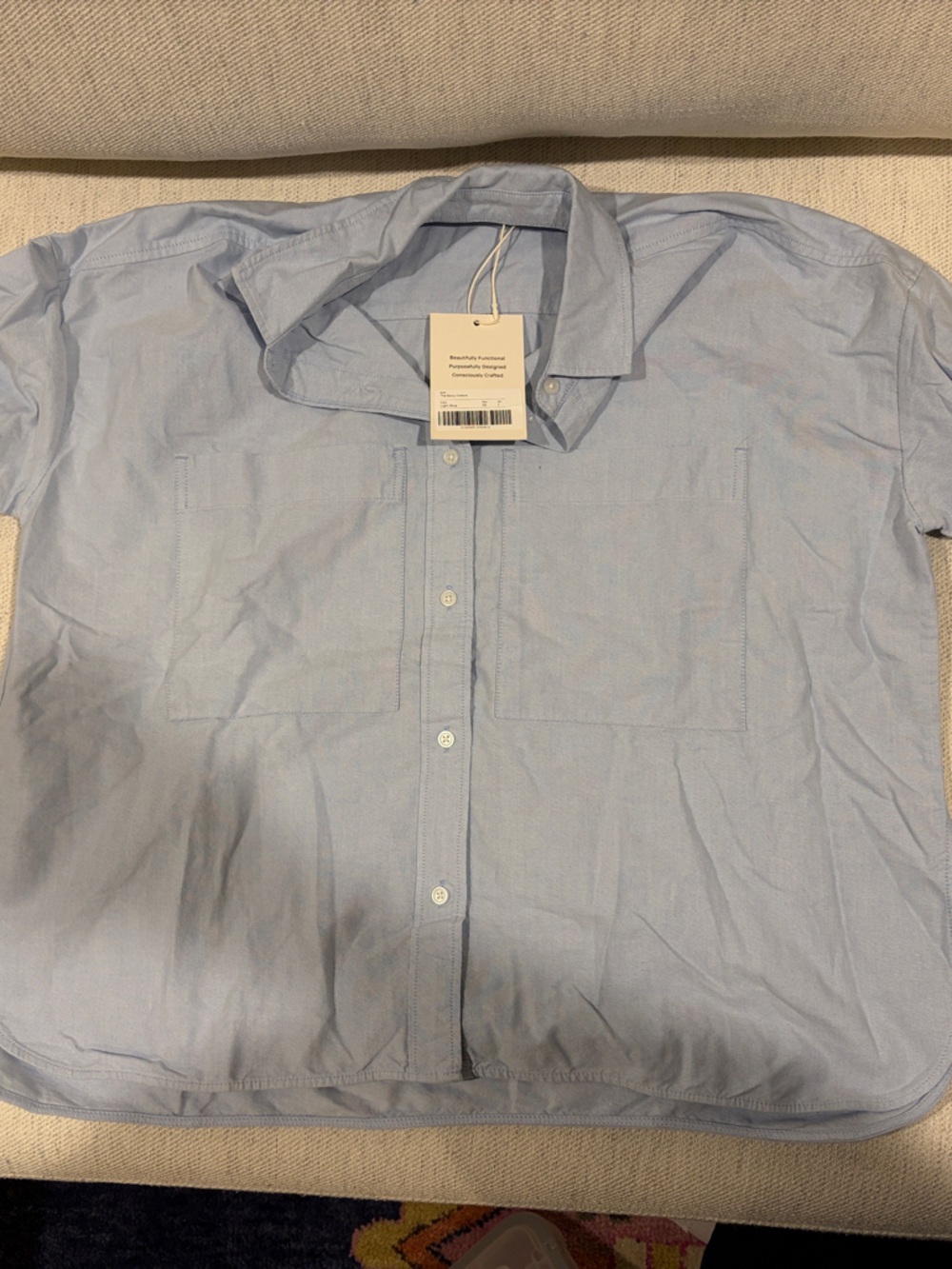 Women’s Light Blue Boxy Button-Up Shirt